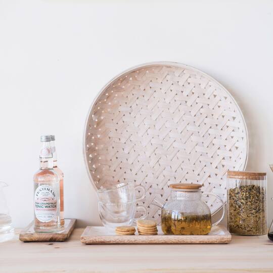 Hello Honey® White Enameled Mango Wood Tray Set
